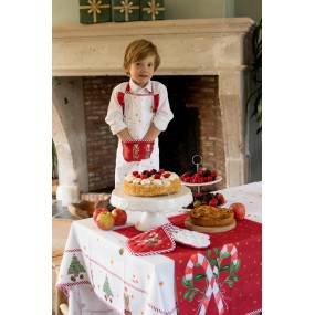 2HLC41K Tablier de cuisine pour enfants 48x56 cm Blanc Rouge Coton Casse-noisettes Tablier de cuisine
