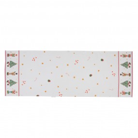 2HLC64 Christmas Table Runner 50x140 cm White Red Cotton Nutcrackers Rectangle Tablecloth