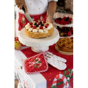 2HLC64 Weihnachtlicher Tischläufer 50x140 cm Weiß Rot Baumwolle Nussknacker Rechteck Tischdecke