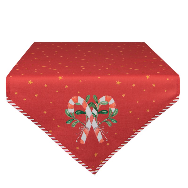 HLC65 Christmas Table Runner 50x160 cm Red Cotton Candy Cane Christmas Tablecloth