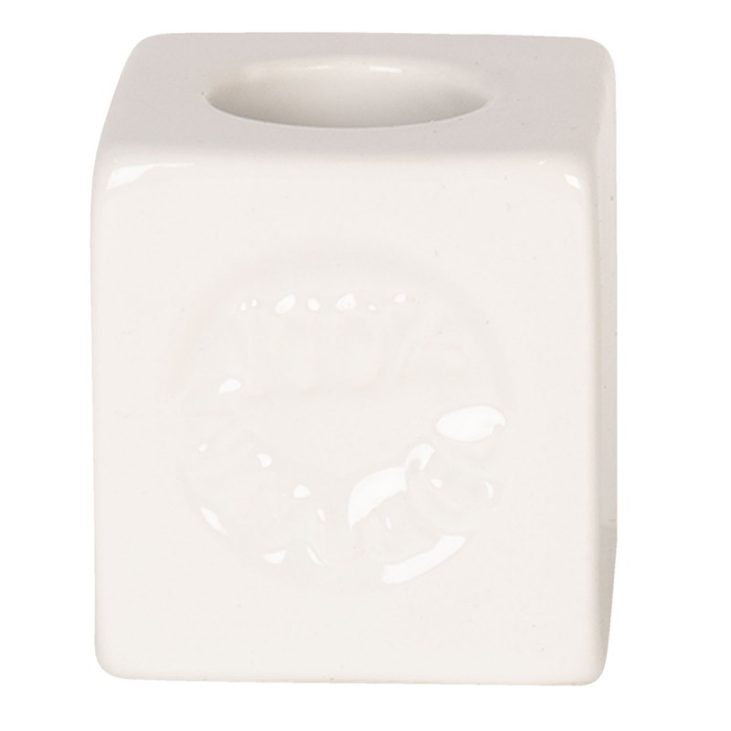 6CE1010 Portaspazzolino 4x4 cm Bianco Ceramica Quadrato Porta Spazzolino