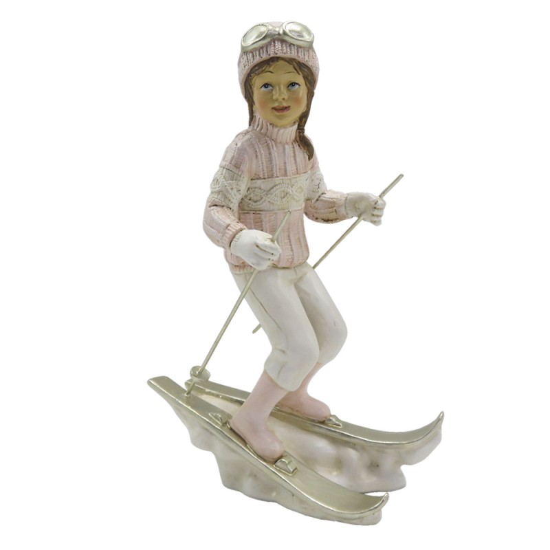 6PR3646 Figurine Enfant 19 cm Rose Blanc Polyrésine Accessoires de maison