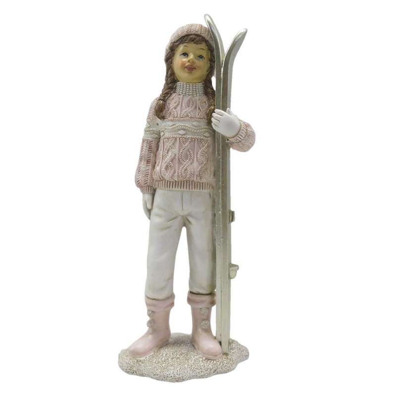 6PR3649 Figurine Enfant 21 cm Rose Blanc Polyrésine Accessoires de maison
