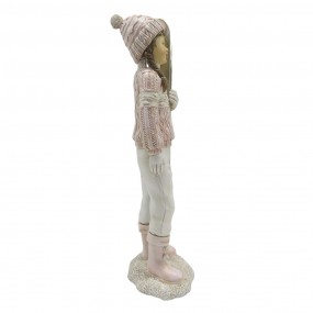 26PR3649 Figurine Enfant 21 cm Rose Blanc Polyrésine Accessoires de maison
