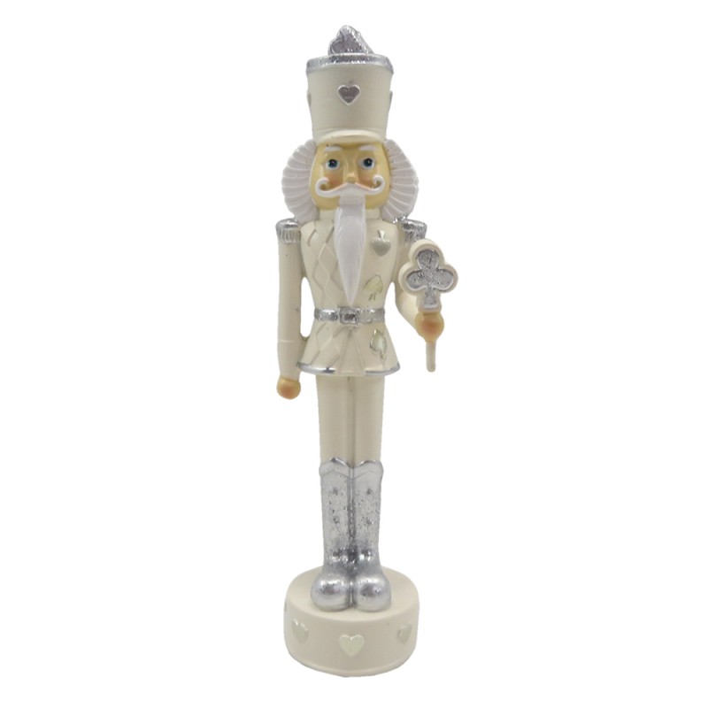 6PR3659 Figurine Nutcracker 17 cm Beige Silver colored Polyresin Christmas Decoration
