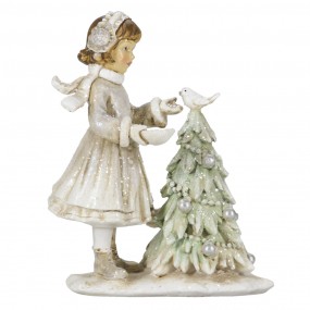 26PR4809 Figurine Enfant 12 cm Blanc Gris Polyrésine Décoration de Noël