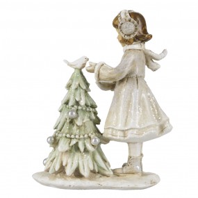 26PR4809 Figurine Enfant 12 cm Blanc Gris Polyrésine Décoration de Noël