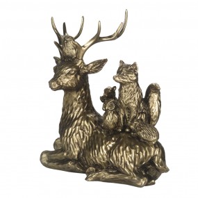 26PR4814 Figurine Deer 24 cm Gold colored Polyresin Christmas Decoration