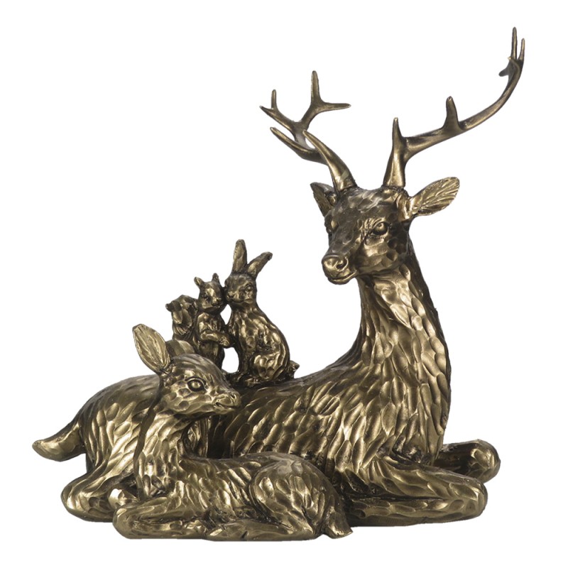 6PR4815 Figurine Deer 17 cm Gold colored Polyresin Home Accessories