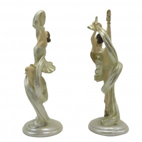 26PR4817 Statuette Set di 2 Ballerina  18 cm Beige Color oro Poliresina