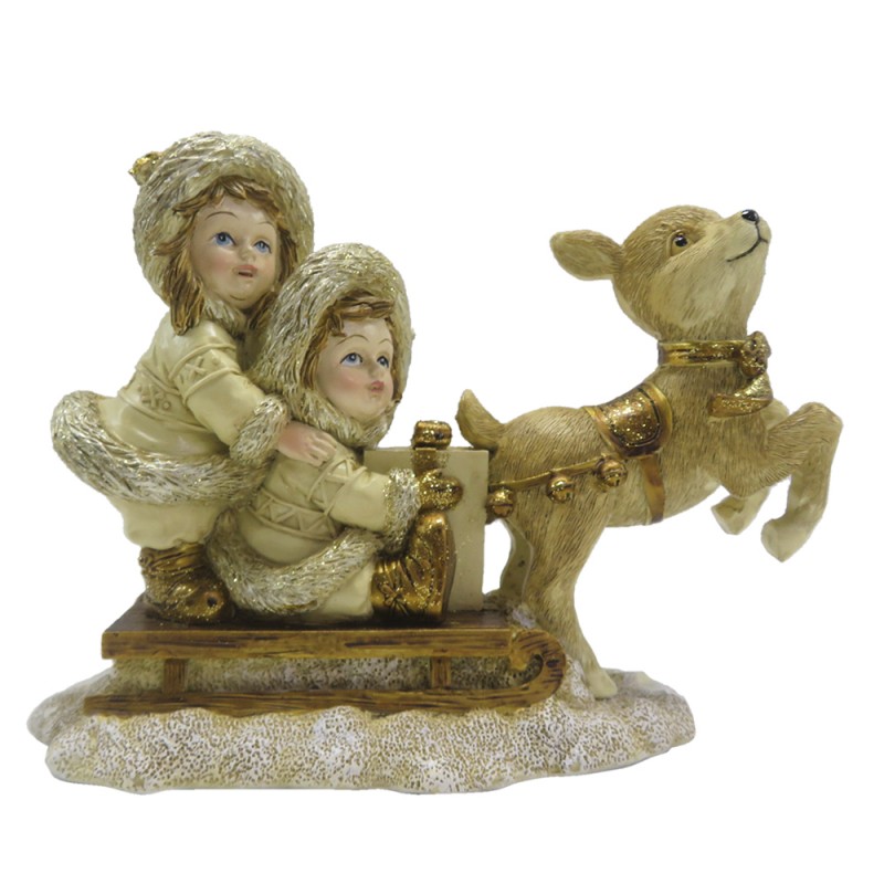 6PR4822 Figurine Children 12 cm Gold colored Polyresin Christmas Decoration