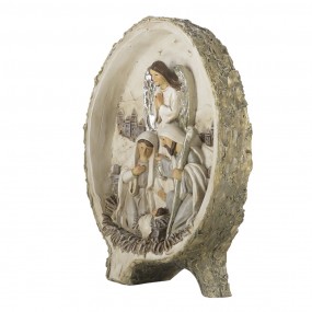 26PR4823 Figurine Nativity Scene 18 cm Beige Silver colored Polyresin Christmas Decoration
