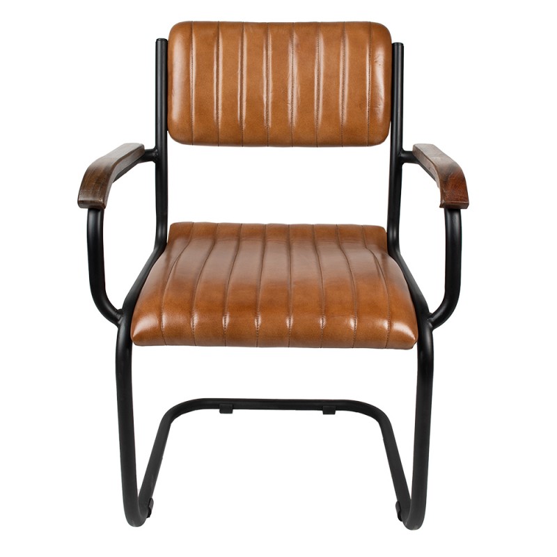 50716 Dining Chair with Armrest 62x60x86 cm Brown Leather Chair