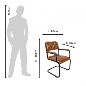 250716 Dining Chair with Armrest 62x60x86 cm Brown Leather Chair