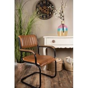 250716 Dining Chair with Armrest 62x60x86 cm Brown Leather Chair