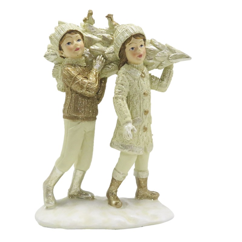 6PR4796 Figur Kinder 15 cm Beige Goldfarbig Polyresin Wohnaccessoires