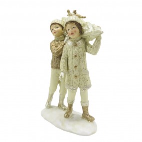 26PR4796 Figur Kinder 15 cm Beige Goldfarbig Polyresin Wohnaccessoires