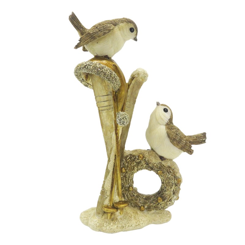 6PR4864 Statuetta Uccello 18 cm Color oro Poliresina Accessori per la casa