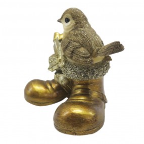 26PR4865 Figurine Bird 9 cm Gold colored Polyresin Home Accessories