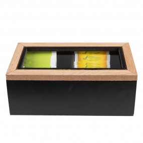 26H2235 Tea Box 18x9x7 cm Black Brown MDF Glass Box