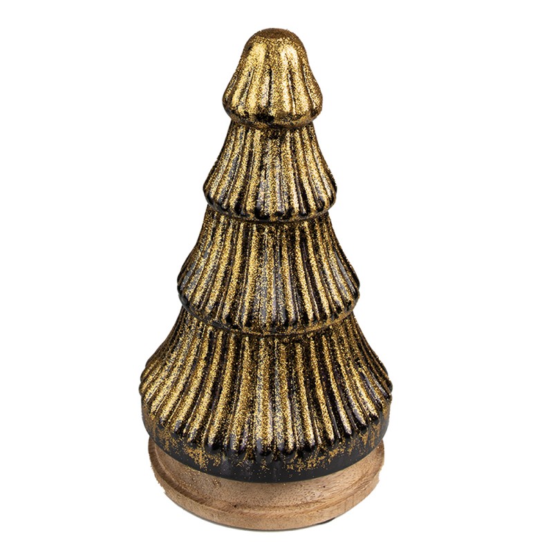 65127 Christmas Decoration Christmas Tree 24 cm Gold colored Wood Glass
