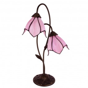25LL-6257 Lampada da tavolo Tiffany 35x18x61 cm  Marrone Rosa  Plastica Vetro Lampada da scrivania Tiffany