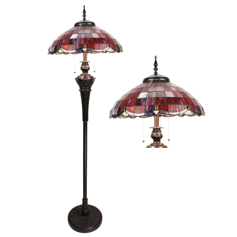 5LL-6291 Tiffany Vloerlamp  166 cm Rood Glas Kunststof Staande Lamp