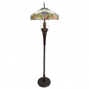 25LL-6292 Lampadaire Tiffany 166 cm Beige Jaune Verre Plastique Rond Lampe sur pied