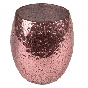26GL3880 Tealight Holder Ø 8x9 cm Pink Glass Tea-light Holder