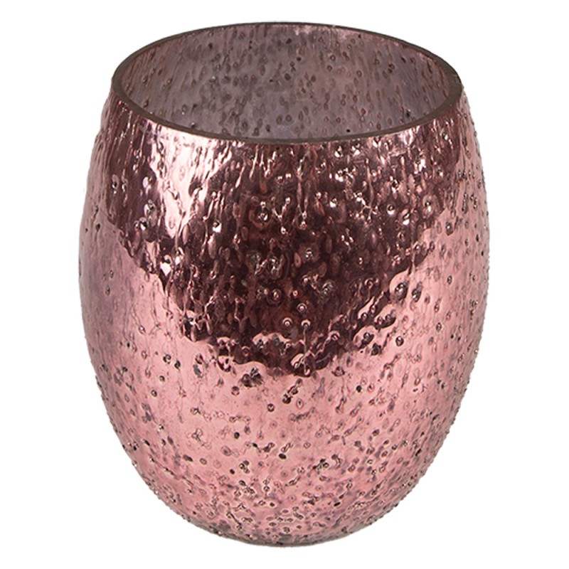 6GL3881 Theelichthouder  Ø 10x10 cm Roze Glas Waxinelichthouder