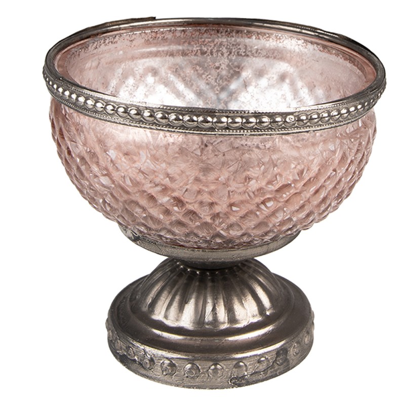 6GL3982 Tealight Holder Ø 11x10 cm Pink Glass Metal Tea-light Holder