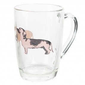 2DHLGL0008 Tea Glass 300 ml Dogs Tea Mug