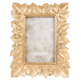 22F0769 Photo Frame 10x15 cm Gold colored Plastic Leaves Rectangle Picture Frame