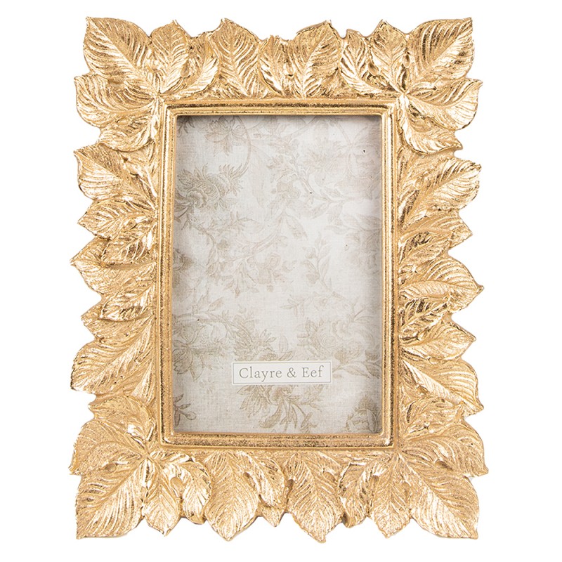 2F0769 Photo Frame 10x15 cm Gold colored Plastic Leaves Rectangle Picture Frame
