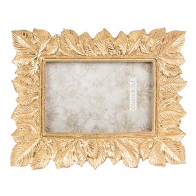 22F0769 Photo Frame 10x15 cm Gold colored Plastic Leaves Rectangle Picture Frame