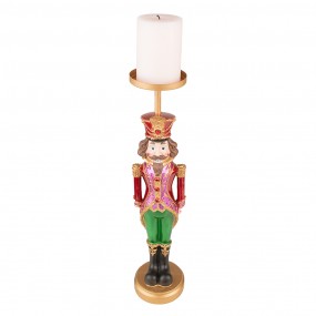 26PR3787 Candle holder Nutcracker 11x10x42 cm Green Red Plastic Candle Holder