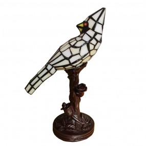 25LL-6102N Lampe de table Tiffany Oiseau 15x12x33 cm  Beige Plastique Verre Lampe de bureau Tiffany