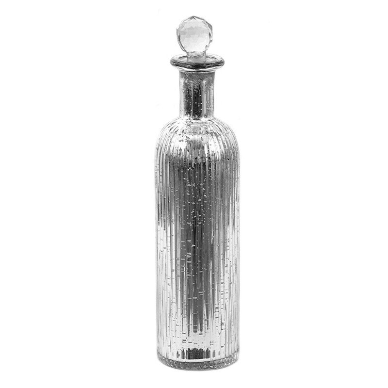 6GL3566 Decorative Bottle Ø 7x31 cm Silver colored Glass