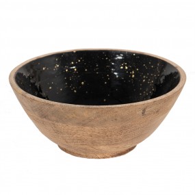 26H2248 Decorative Bowl Ø 25x10 cm Black Brown Wood Round Fruit Bowl