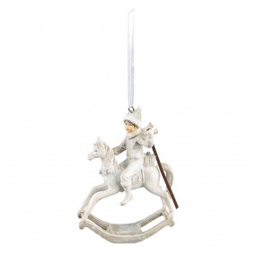 26PR4791 Ornamento Natalizio Cavallo a dondolo 20 cm Beige Plastica Decorazione di Natalizie