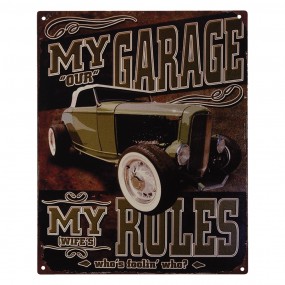 26Y4353 Text Sign 20x25 cm Brown Black Iron Wall Board