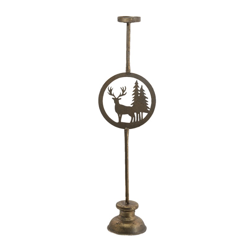 6Y4511 Candle holder 13x9x48 cm Copper colored Metal Reindeer Candle Holder