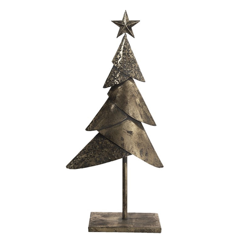 6Y4553 Figurine Sapin de Noël 25x12x55 cm Couleur cuivre Fer Décoration de  Noël