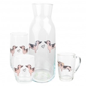 2DHLGL0005 Carafe 1000 ml Transparent Glass Dachshund Water Jug