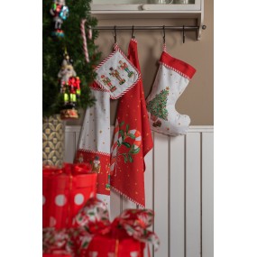 2HLC42-1 Tea Towel  50x70 cm Red Cotton Candy Cane Christmas Rectangle Kitchen Towel