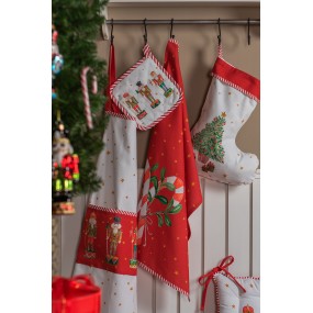 2HLC42-1 Geschirrtuch 50x70 cm Rot Baumwolle Zuckerstange Weihnachten Rechteck Küchentuch