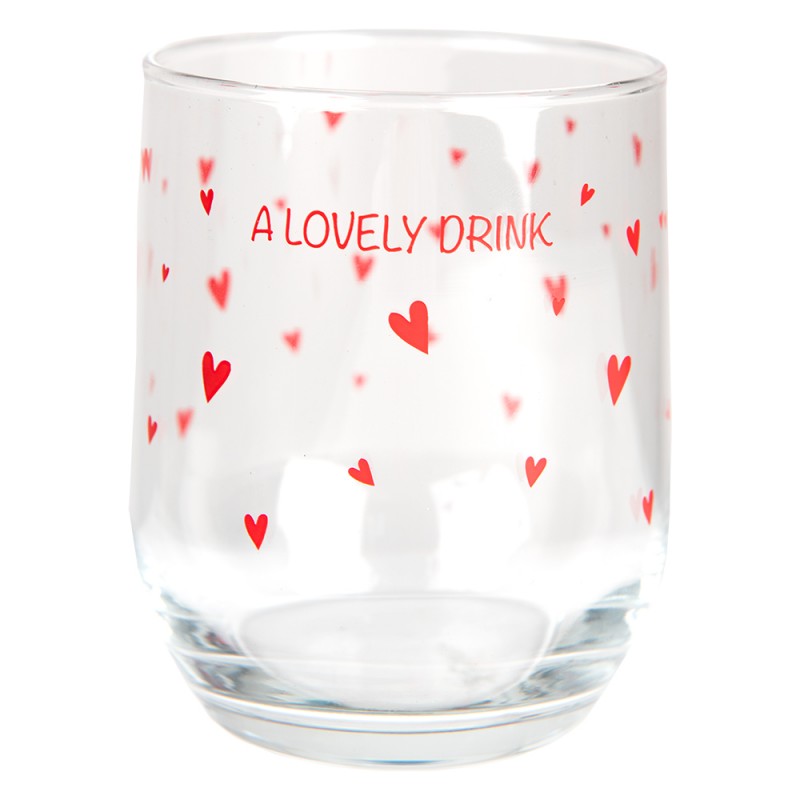 LBSGL0005 Water Glass 300 ml Glass Hearts Round Drinking Cup