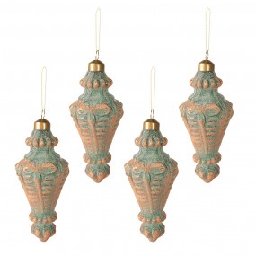26GL3952 Christmas Bauble Set of 4 Ø 6 cm Copper colored Glass Christmas Tree Decorations