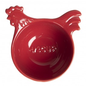 26CE1145 Measuring Spoon 11x11x6 cm Red Ceramic Rooster Round Measure Spoon
