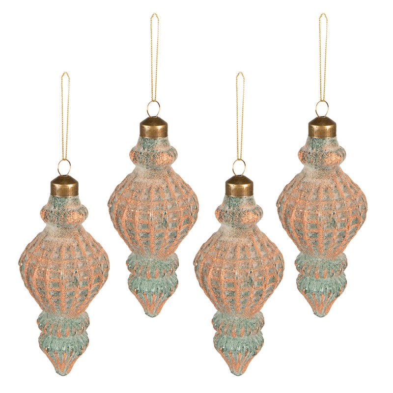 6GL3953 Christmas Bauble Set of 4 Ø 6 cm Copper colored Glass Christmas Tree Decorations
